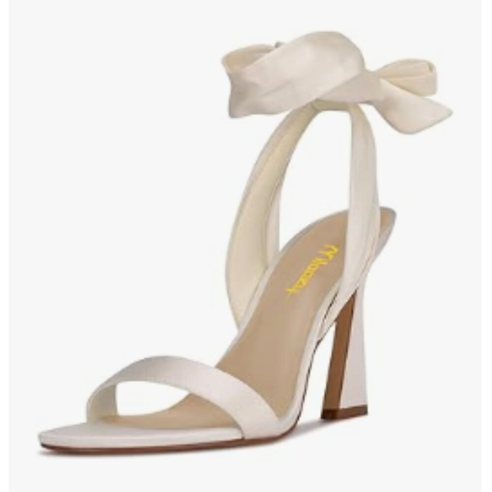 Milooey shoes White Open Toe Strappy Sandal Lace Up High Heels Ankle Strap Shoes